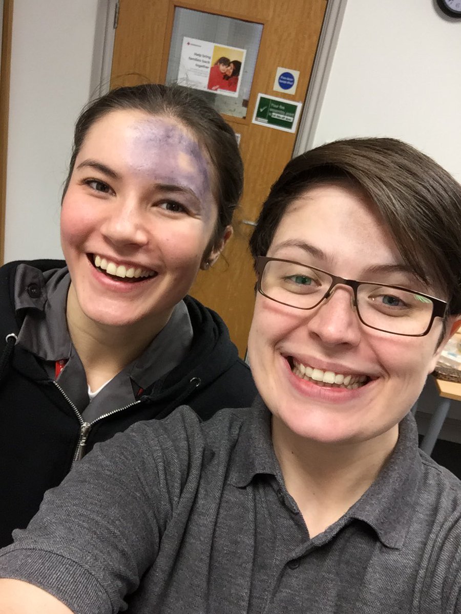 Spending today training and assessing on a <a href="/BritishRedCross/">British Red Cross 🧡</a>  standard first aid course in Liverpool, with a little help from <a href="/spicer_amy/">Amy Spicer</a> amoung others! Getting prepped for head injuries now!