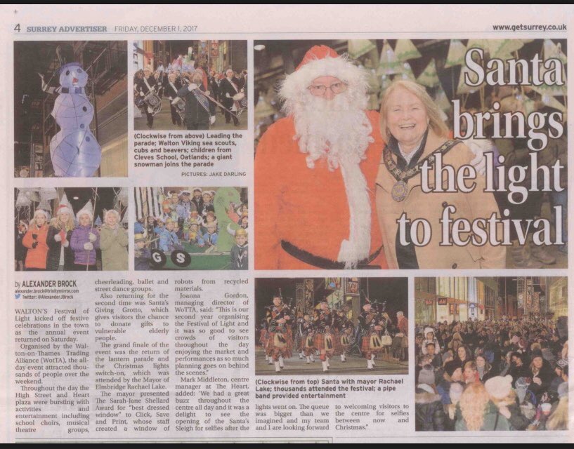 Great write up and pictures from <a href="/SurreyAd/">Surrey Advertiser</a> latest edition - thanks to everyone involved and who attended <a href="/PRWotta/">WoTTA</a> <a href="/HeartShopping/">The Heart Shopping Centre</a> <a href="/radiowey/">Radio Wey</a> <a href="/cllrRachaelLake/">Rachael I Lake</a> <a href="/magpiesnmoons/">magpiesandmoonbeams</a> <a href="/vikingscouts/">1st Walton Viking Sea Scouts</a>