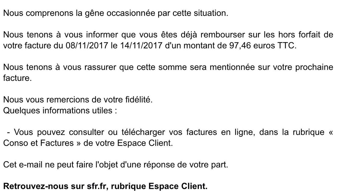 paulmarcade's tweet photo. @SFR non-seulement ma facture est une escroquerie, vos conseillers passent leur temps à me dire une chose et son contraire, mais en plus vous m’envoyez me faire voir avec. un courrier bourré de fautes... plus de 10 ans de fidélité et 10 lignes actives pour recevoir ça... #déçu https://t.co/K48CBMsjY2
