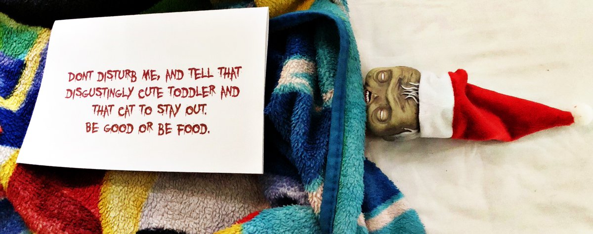 Deadthoughtsbg's tweet photo. #ChristmasZombie is a bit tired today. #ElfOnAShelf #TheWalkingDead #TWDFamily #DeadThoughtsBlog https://t.co/7vwOg3SMv6 https://t.co/q9mJHRtQbb