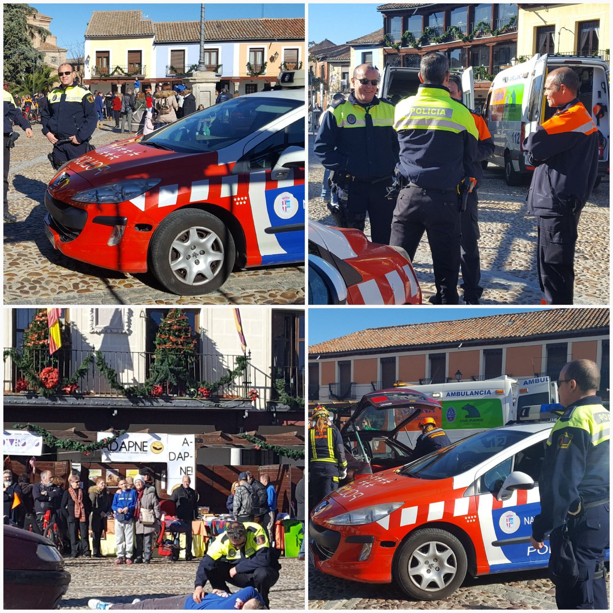 Navalpolicia's tweet photo. Colaborando en el #Simulacro en Plaza de Segovia con #ProtecciónCivilDeNavalcarnero en el #DiaDelVoluntariado. https://t.co/HHKBB68JOK