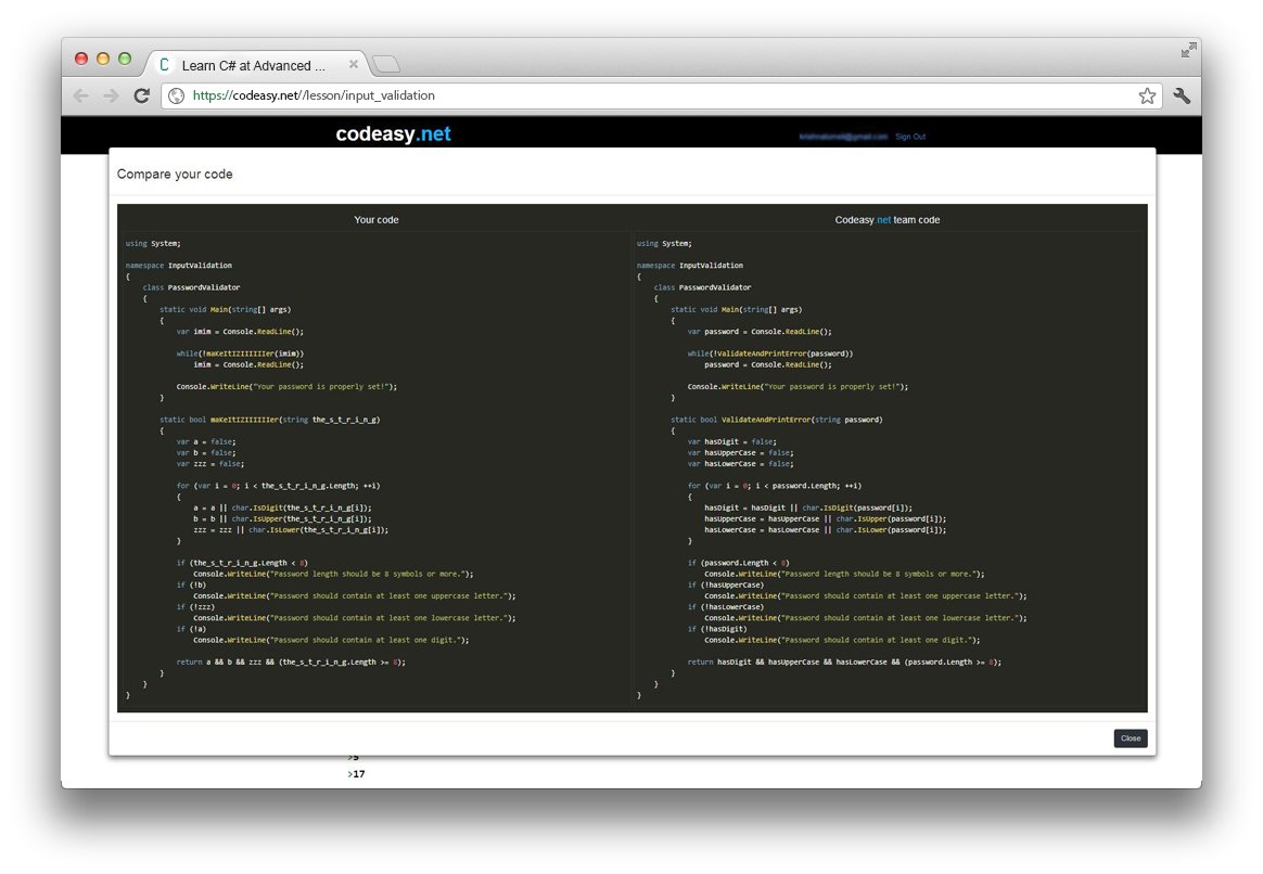 codeasynet's tweet image. Hey guys! If you have already tried the code runner and created your first piece of code, the task is solved, you can compare it and see how the senior developer solved it. Try it now at @codeasynet ! #learncsharp #csharptutorial #learncsharponline