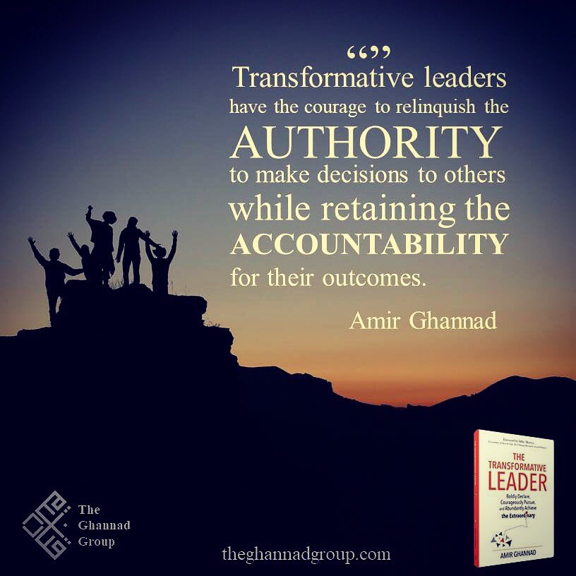 AmirGhannad's tweet photo. "Transformative Leaders have the #courage to relinquish the #authority to make decisions to others while retaining the #accountability for their outcomes."
https://t.co/A2XjtDnxo7

#Leadership #ServantLeadership #Culture #HighCommitmentCulture #TheTransformativeLeader #Engagement https://t.co/n3pjXjMqub