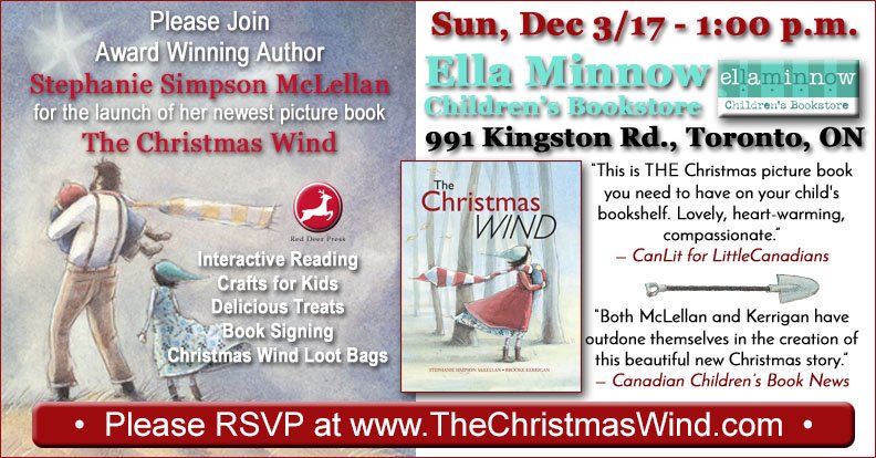 RedDeerPress's tweet photo. Join us today at 1pm for the launch of "The Christmas Wind" by @StephanieMcLe and @zerrigan at @EllaMinnow! More info: https://t.co/veAqPHtGZC https://t.co/VF24rIrQbQ
