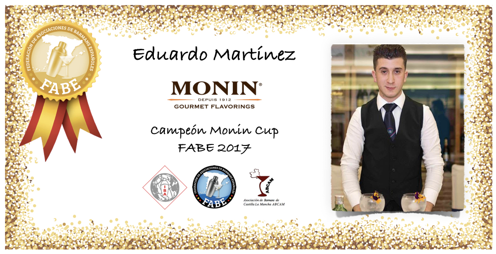 fabebartenders's tweet photo. EduardoMartínezRodriguez de @barmansclm , campeón de España de la #MoninCup.
@MONINFlavours @aurelien_OTC
#CampeonatoFabe17 #Cocktails #FabeAwards #Fabe17 #Fabe2017 #CampeonatoTiki #SomosFabe #Barmans #SpainCompetition #Fabe https://t.co/SjfEdbFY3E