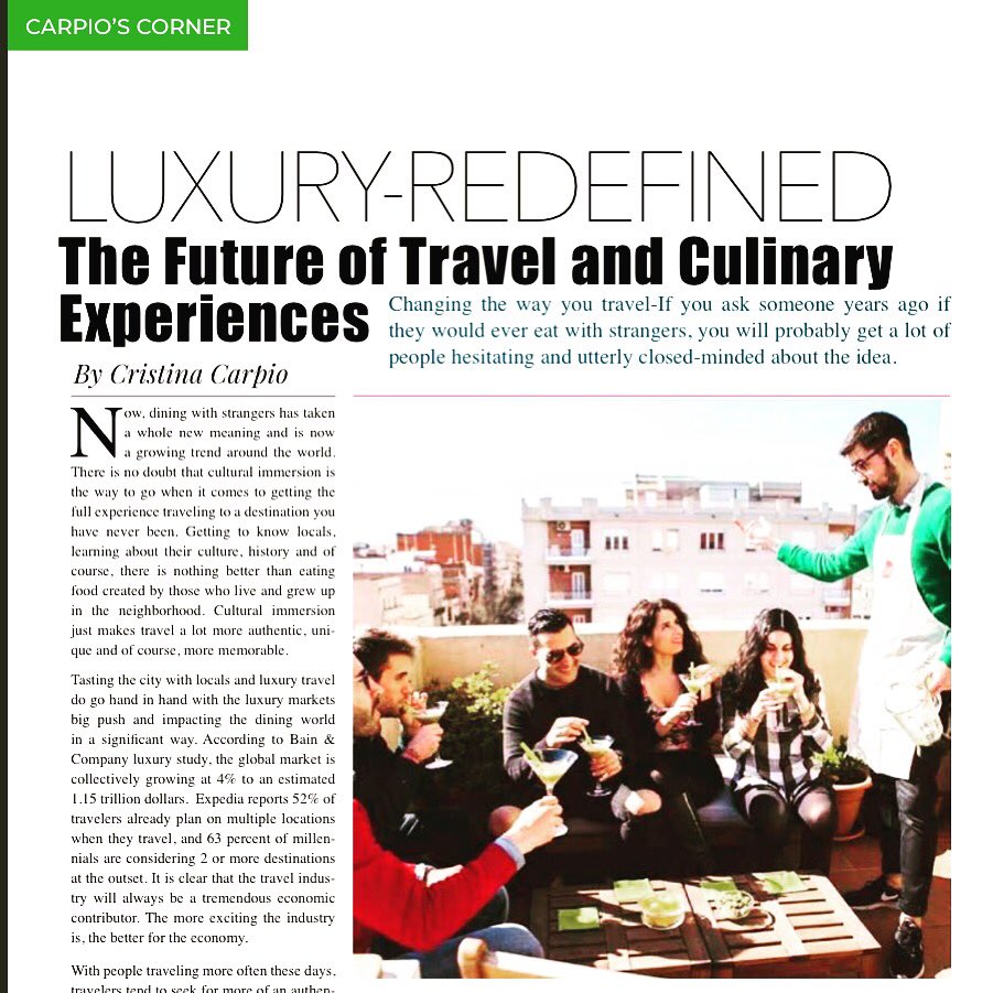 December issue of <a href="/FOODBEVERAGEMAG/">Food & Beverage Mag</a> is out! I talked about leaders of cultural immersion and future of dining, @vizeat acquiring @EatWith , <a href="/smilingalbino/">Smiling Albino</a> and more! #global
