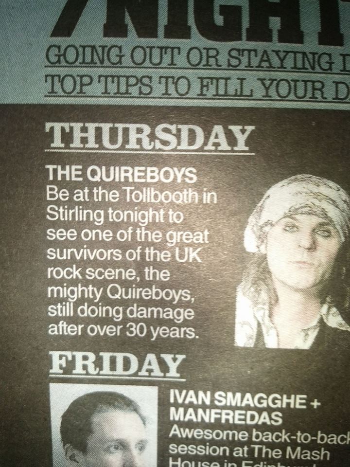 RockForStrath's tweet image. Nice wee plug in @Sunday_Mail today. 

And yes, they ARE still doing damage - come see for yourselves ! 

@TheQuireboys @QuireboysSpike @hmvStirling @WhatOnStirling @StirObserver @falkirk_herald @alloatiser
