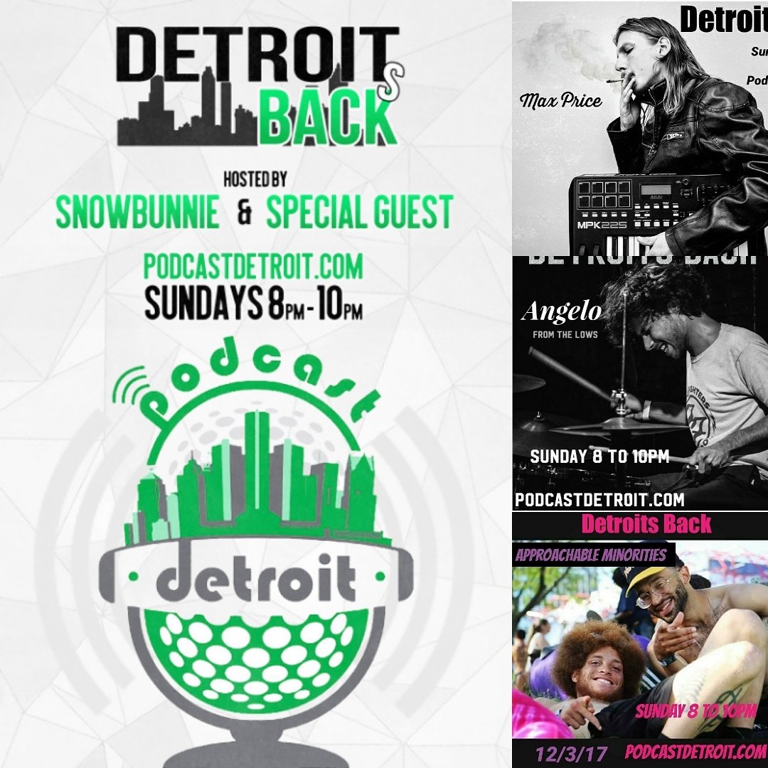 DETROITSBACK's tweet photo. https://t.co/0HEzJm4FQW 8 to 10pm tonight @DETROITSBACK @PodcastDetroit @maxpricemusic angelo from @thelowsmusic #approachable #minorities #music #radio w/ @Snowbunz420 #playit #loud #SundayFunday https://t.co/L1Q5p90nAu