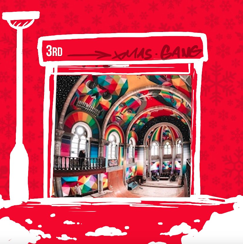 globalstreetart's tweet photo. DAY 3 OF THE GLOBAL STREET ART ADVENT CALENDAR!
--
Not only has this church in #spain been transformed into a skate park, it's been painted by @OKUDART!
--
We'd happily spend our Sundays here at #kaostemple!
--
#globalstreetart #streetart #christmas #adventcalendar #skatepark https://t.co/ZHUhRab2zz
