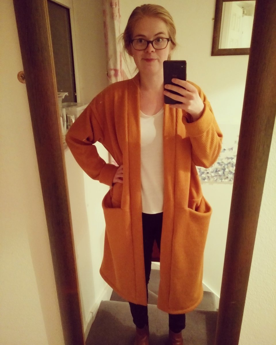 thecrafty_coder's tweet photo. Took a break from coding to make a super warm cardigan to wear whilst coding in sunny Manchester π just hoping I don't get accused of wearing a dressing gown tomorrow π #winteriscoming #mustardisthenewblack #secretpyjamas https://t.co/Nv7BytIc1U