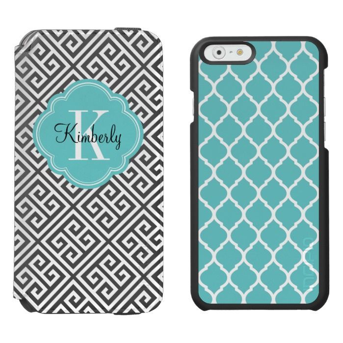 theCasePlus's tweet photo. Black and Turquoise Greek Key Monogram iPhone 6/6s Wallet Case #iphone #iphonecase . Shop now: https://t.co/qpnRZnnmdX https://t.co/peU73S1ykU
