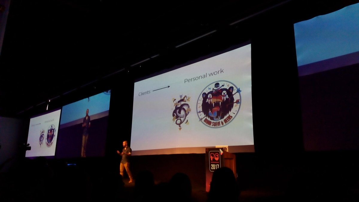 popdesign's tweet photo. mais uma vez a questão de desenvolver uma identidade no seu próprio trabalho x trabalhar para o mercado #pixelshow2017 https://t.co/fOF2kzg449