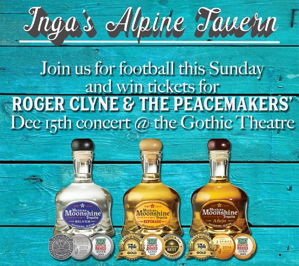CancionTequila's tweet photo. Head to Inga's Alpine Tavern to watch the Cardinal's game this Sunday and enter to win tickets to the RCPM show Dec 15th at the Gothic Theatre!  Improve your chances by sipping on some smooth Mexican Moonshine Tequila cocktails!
#PureAgaveTequila #Denver #GothicTheatre #MMTequila https://t.co/fFKNByzRix