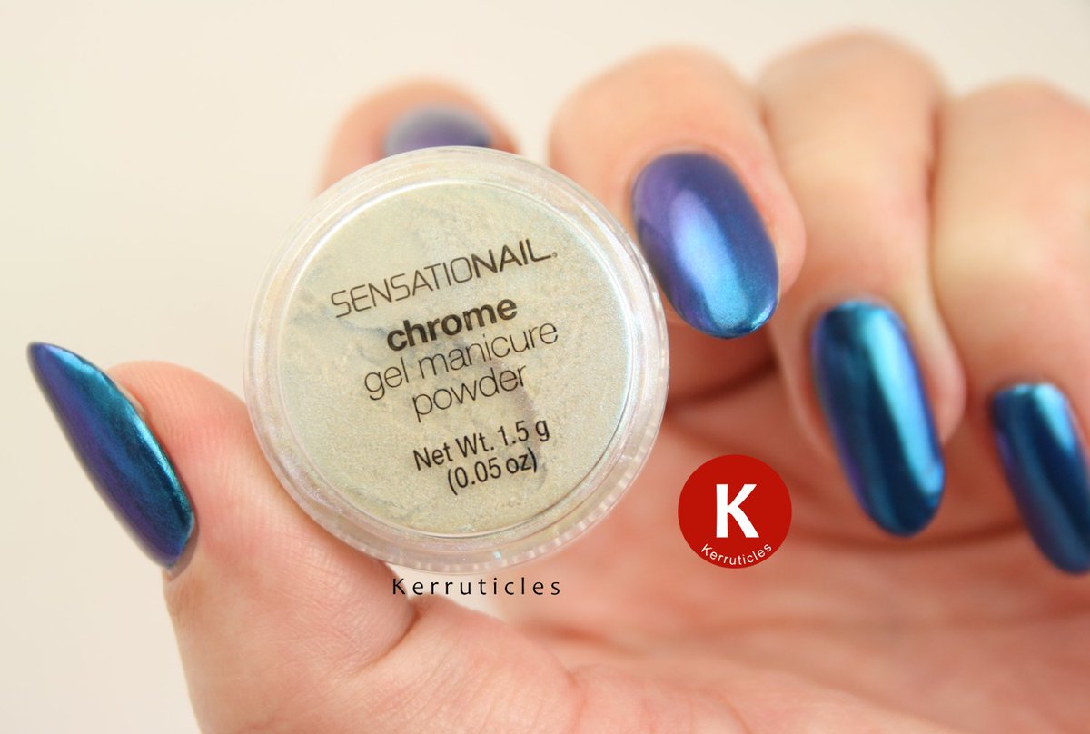 Kerruticles's tweet image. Lovely blue chrome powder from @SensatioNailUK - beautiful blue-purple duochrome effect. #nails #gelnails #chromenails