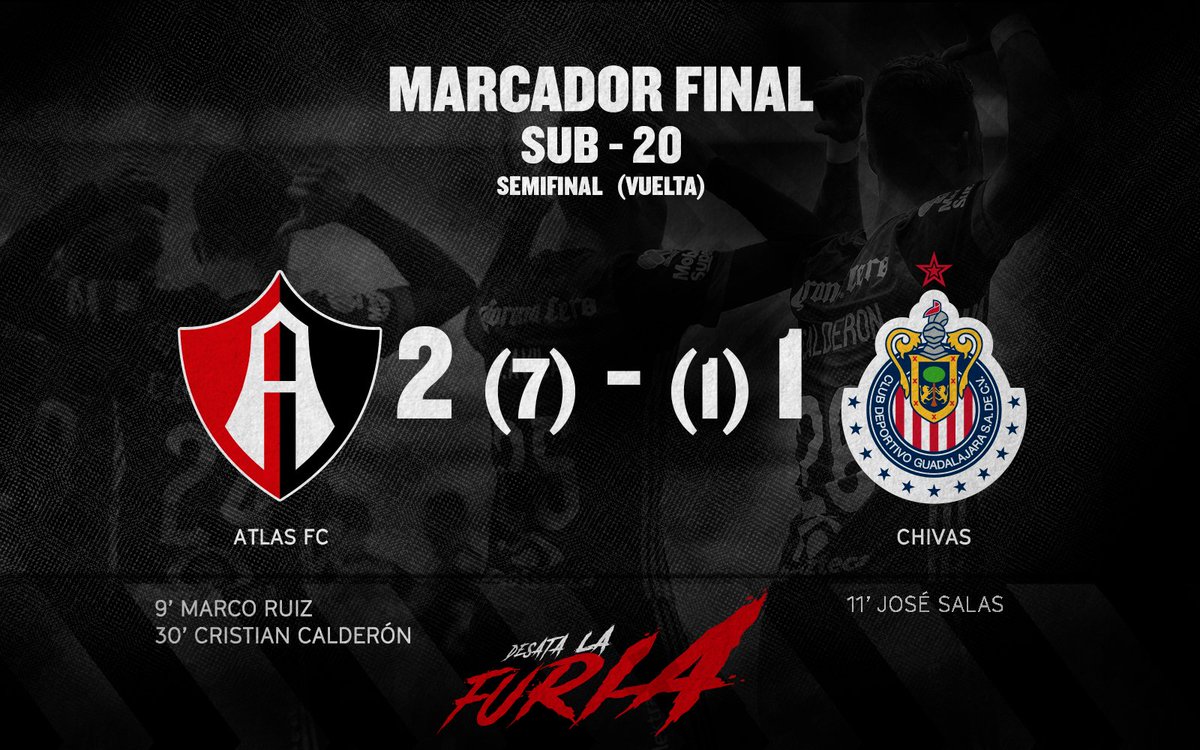 AtlasFC's tweet photo. #Sub20 ¡Terminó el partido en el Jalisco!
¡La Academia consigue su pase a la final de la categoría venciendo a @Chivas! https://t.co/y6sREmUu2t