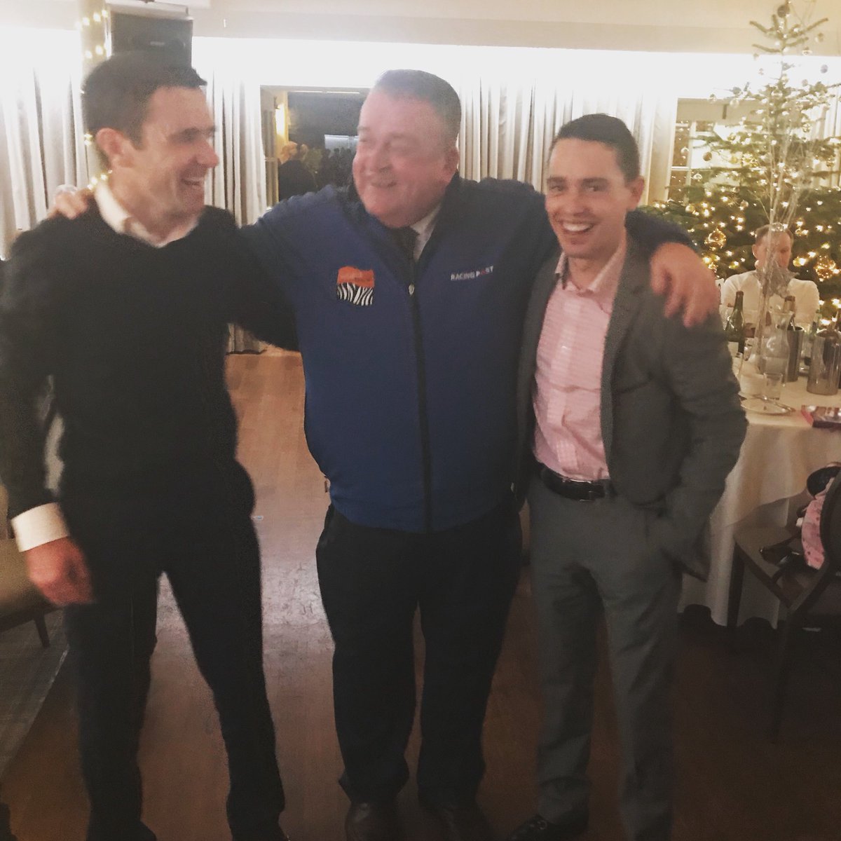 Gary_Witheford_'s tweet photo. Great afternoon at the Owners Luncheon with Michael Dods, I’ve recruited a new member of #TeamWitheford but not sure that @tomeaveswigan &amp; @midgemullen are entirely confident #TeamWitheford #stalls #stolenjacket #horseracing https://t.co/IukIO7xU4C