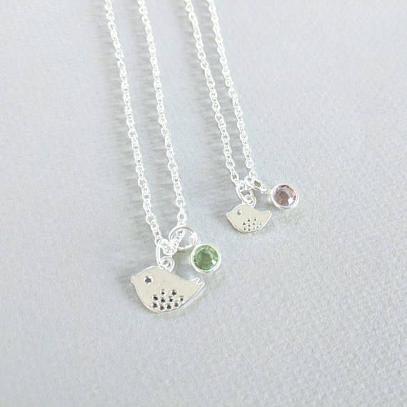 FunkyPinks's tweet image. These matching Mother Daughter Bird Necklaces can be personalised with individual birthstones buff.ly/2AJ5B8o #CraftHour