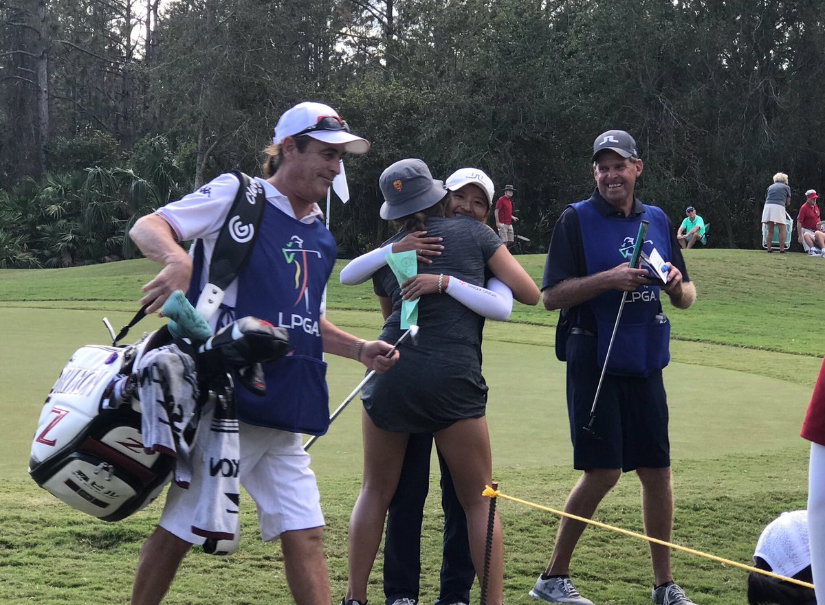 LPGA's tweet photo. Teammates congratulating each other 🤗 

Tiffany Chan secures her LPGA Tour card! @USCWomensGolf @robynnbearr https://t.co/nRVCgL8f4L