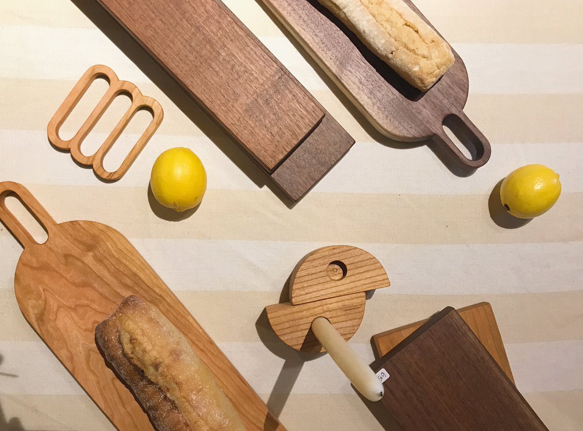 RenegadeCraft's tweet photo. "I source my wood locally and love that every piece is different—this way, I'm able to make fun and unusual shapes that show off the natural grain." Alex Clarke on her #rcfprocess at #renegadechicago 🍋 https://t.co/fDR7TOZaFo