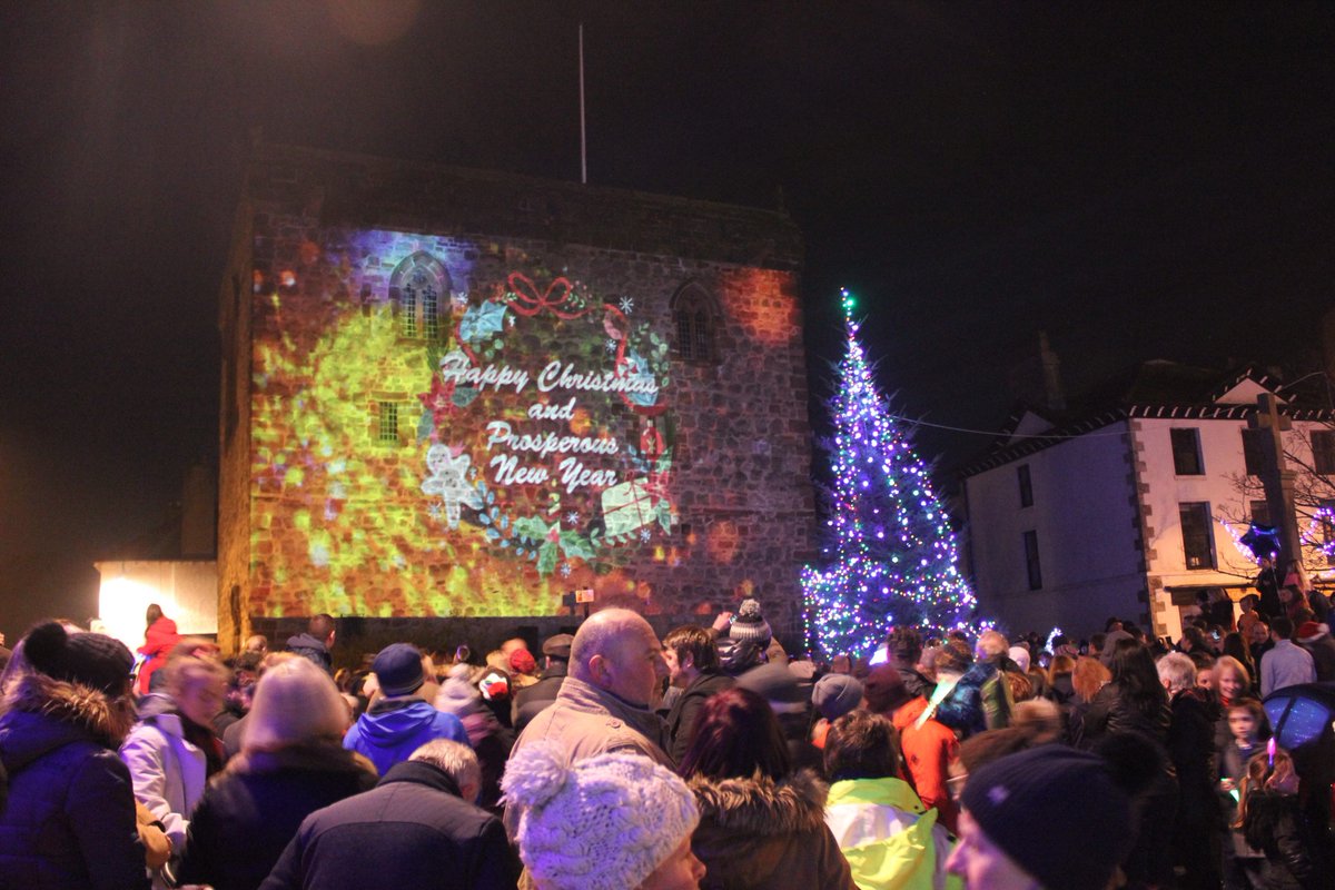 The lights are on! #Dalton Castle made a great surface for projection at the lights switch on tonight #cumbria #christmas