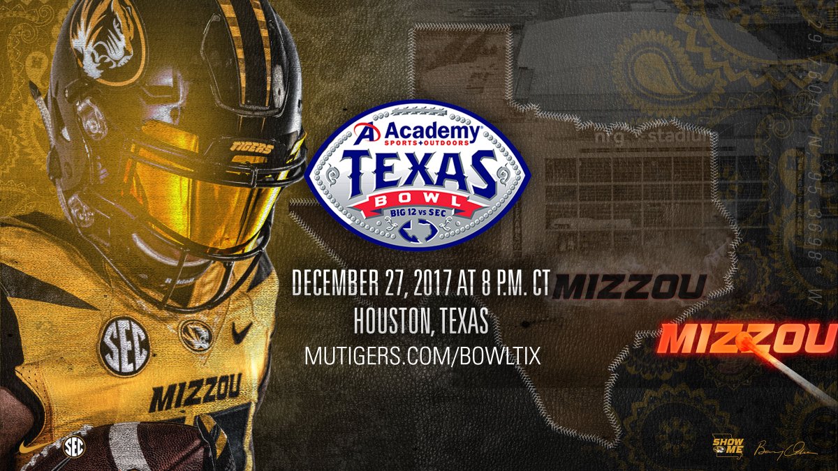 MizzouFootball's tweet photo. Houston, we're going bowling 🎳

#Mizzou's Keep it Rollin' Tour is headed to the @TexasBowl 
 
#MIZ #ShowMe 🐯🏈 https://t.co/sOTyv1JmVE