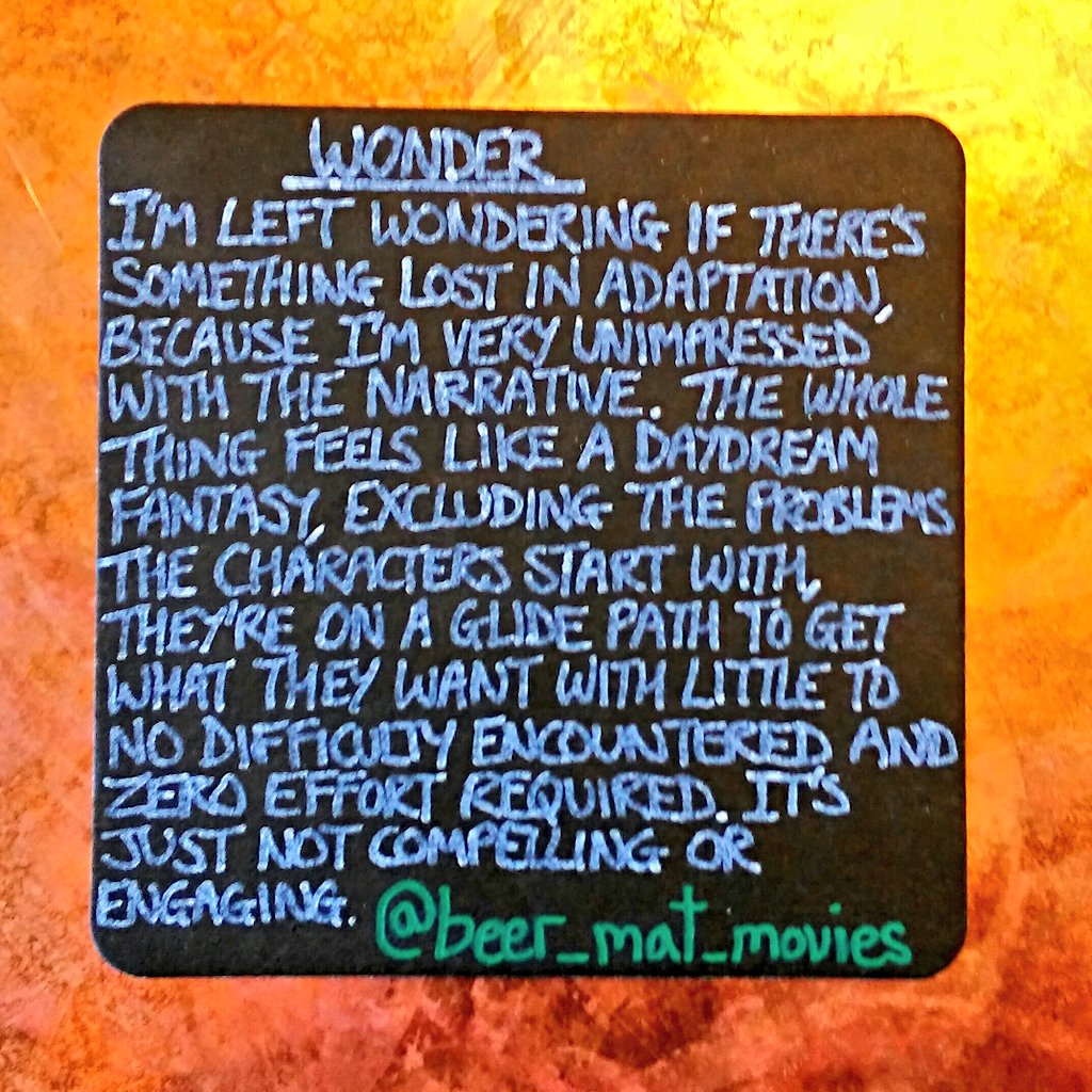beer_mat_movies's tweet photo. New release review: Wonder https://t.co/9AlmxbG4Dk