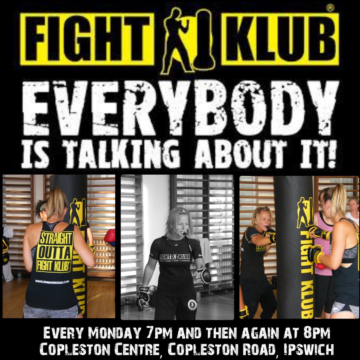 FightKlubIps's tweet photo. 🥊Fight Klub Ipswich Monday's🥊
‼Never miss a Monday‼
Every Monday 7pm and again at 8pm copleston centre.
Book via https://t.co/lzYdickYCE
#fightklubipswich #fightklubipswichwest #fight_klub #8howmany #increaseyourpower https://t.co/P4WJ77TD6E