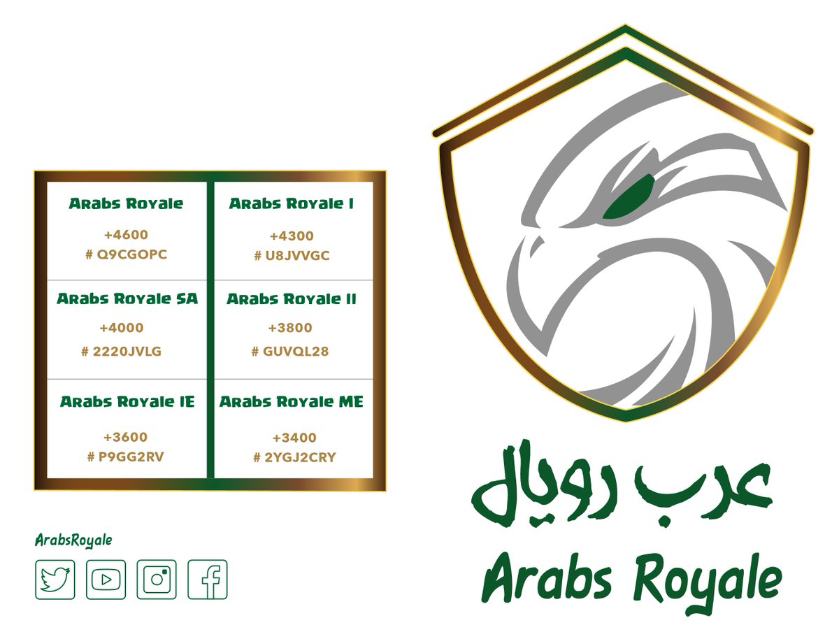 كلان #عرب_رويال 

🔰 كامل الفروع الرسمية 

🏆 متطلبات الدخول
 
📃 وسائل التواصل 

#كلاش_رويال
#ClashRoyale