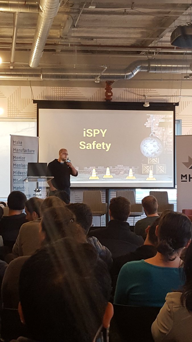 builtworlds's tweet photo. Next up presenting ispy safety program. Allowing virtual safety tests. @MAMortensonCo #hackbw https://t.co/qBCHrJ09fc