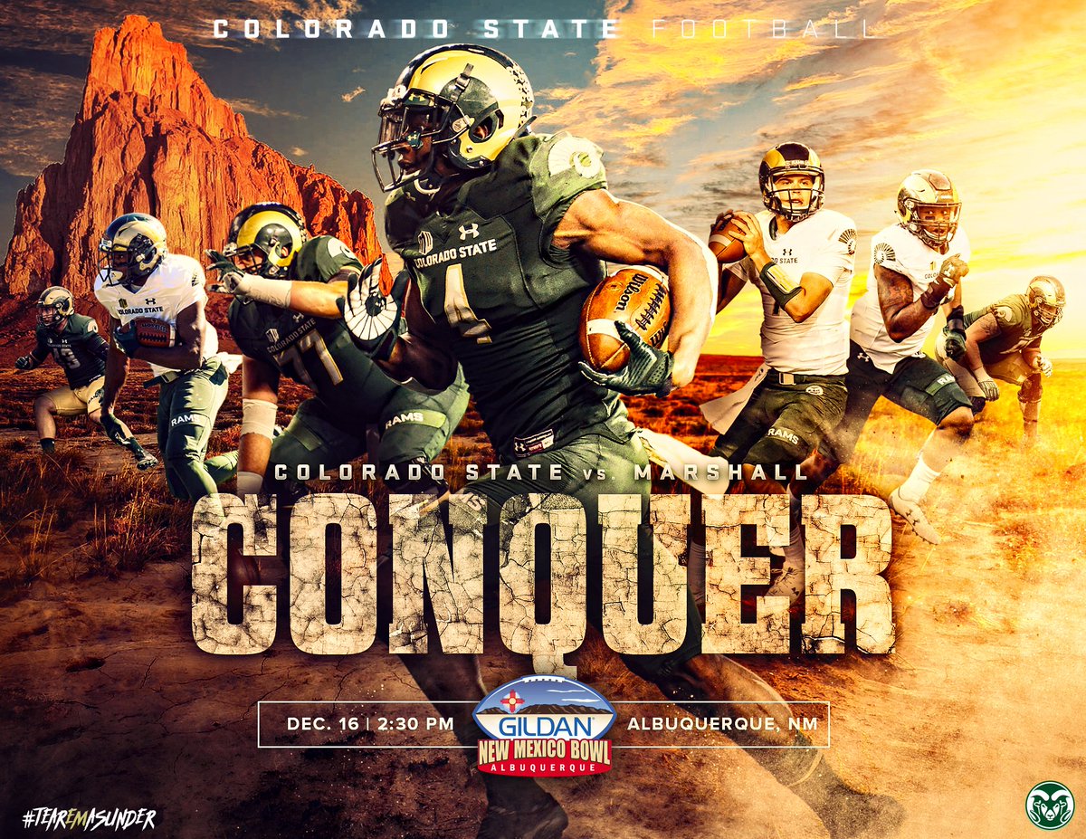 CSUFootball's tweet photo. HEADING TO NEW MEXICO!

The Rams will face Marshall (@HerdFB) in the @GildanNMbowl on Dec. 16.

🕝 2:30 PM MT
📺 @espn 

#EDGE | #TearEmAsunder https://t.co/xFlKuZbfTx