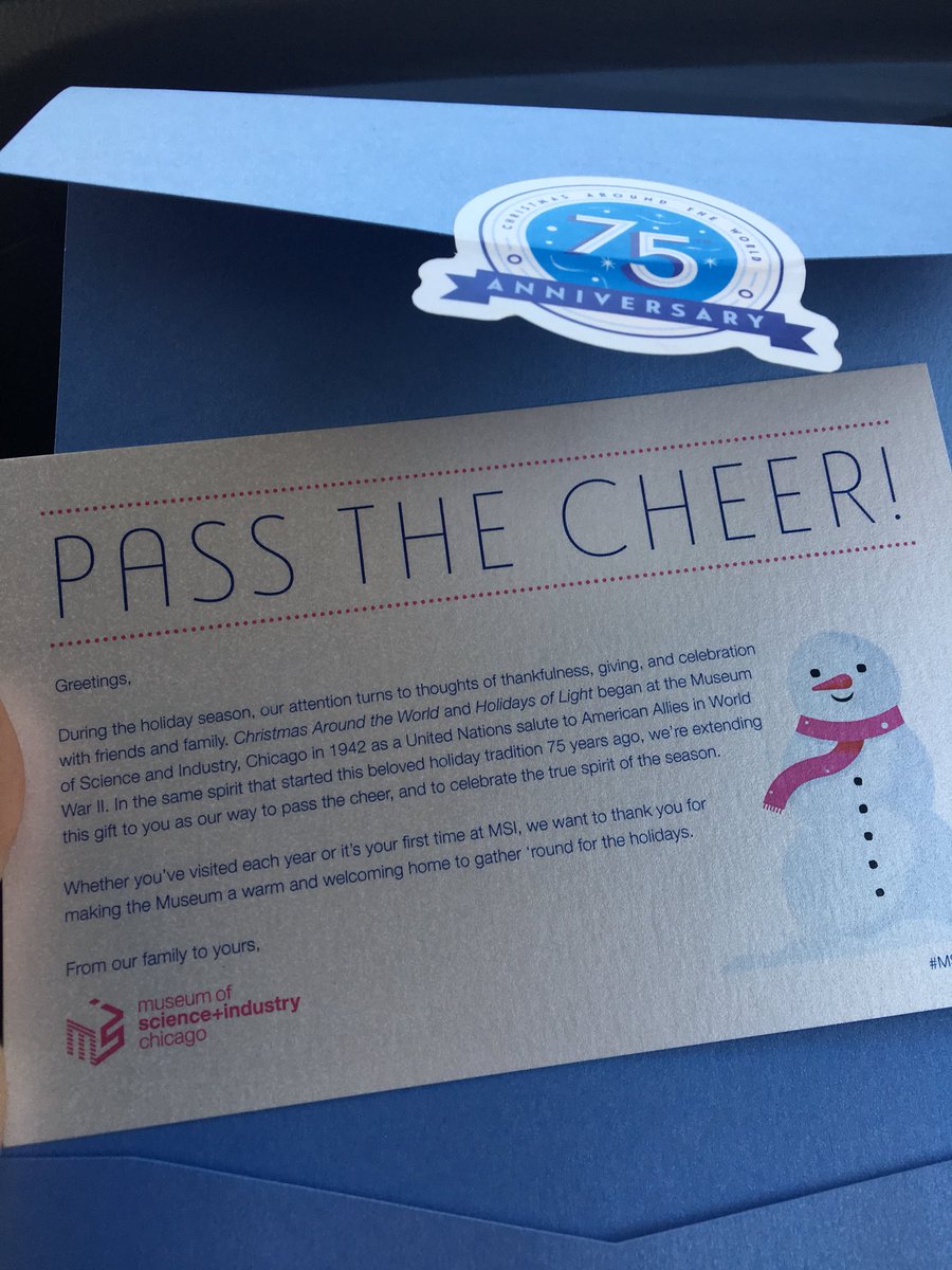 tosiasas's tweet photo. Thanks for the free parking with the #passthecheer initiative at the @msichicago #MSIholiday #ChristmasTree #holidayseason https://t.co/rpFIjBEPNG