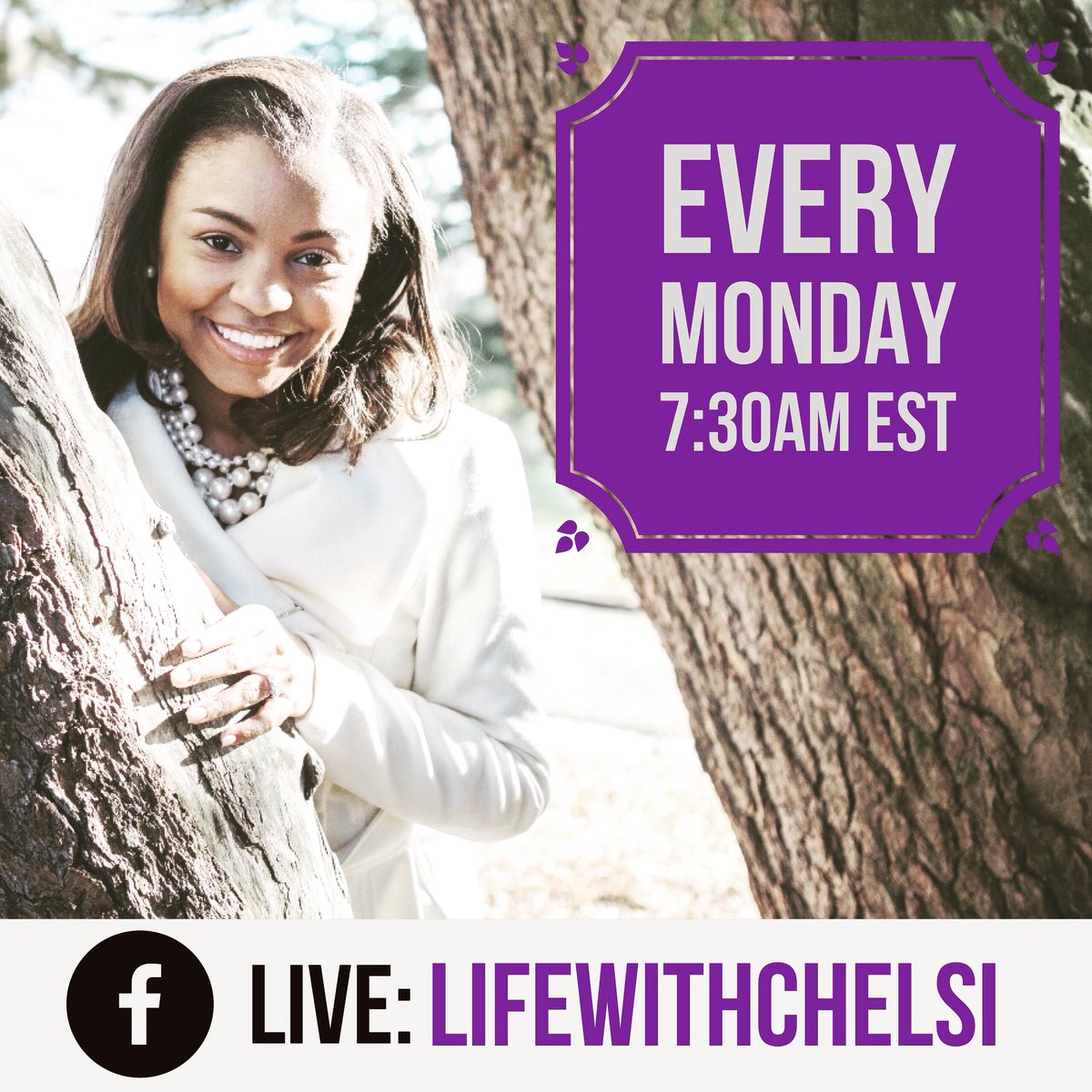 lwc_foundation's tweet photo. Let’s start the week off together!! Topic: Contentment • Time: 7:30AM EST • Venue: Facebook Live #LifewithChelsi https://t.co/e1IYrIWRhz