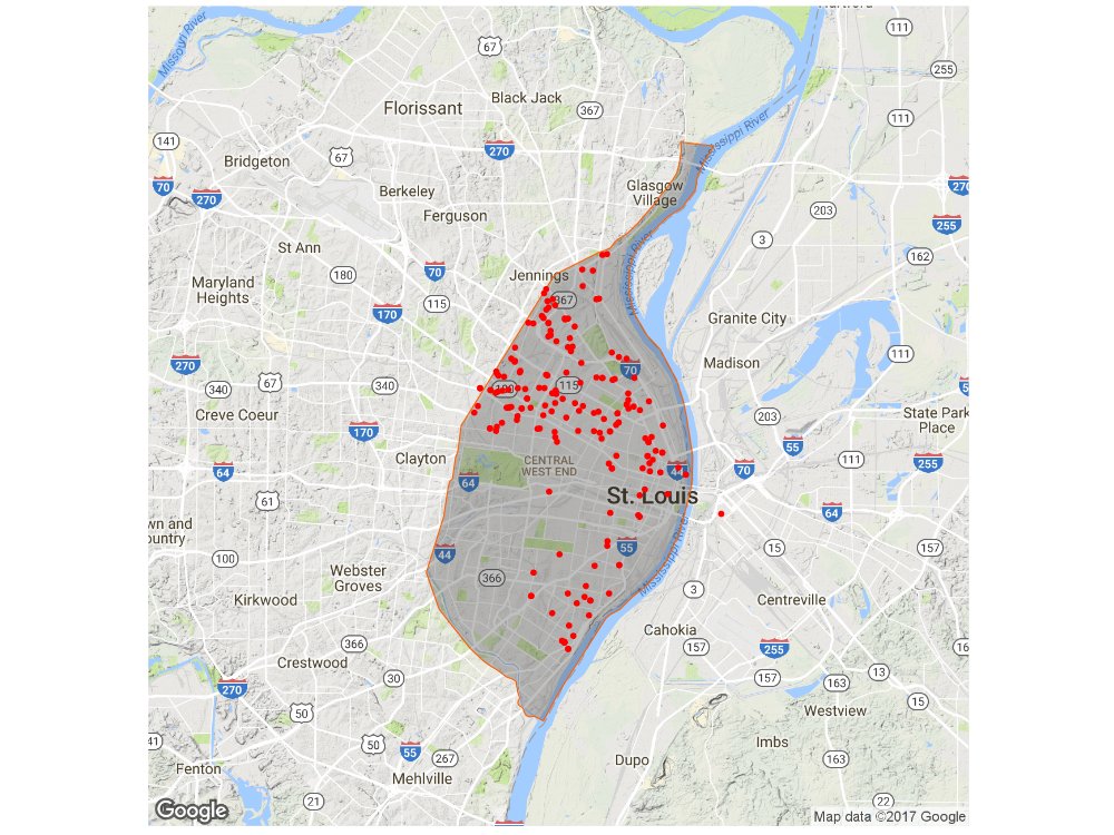 mappingSTL's tweet image. St. Louis City homicides through October 2017. Data via @SLMPD at slmpd.org/Crimereports.s…