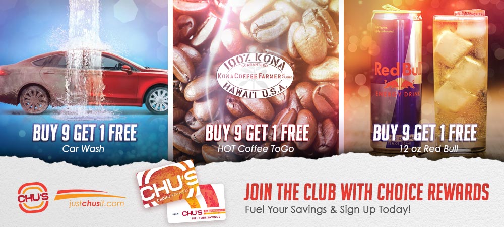 Join the club and start saving today! BUY 9 GET 1 FREE! justchusit.com #coffeclub #carwashclub #redbullclub #savannah