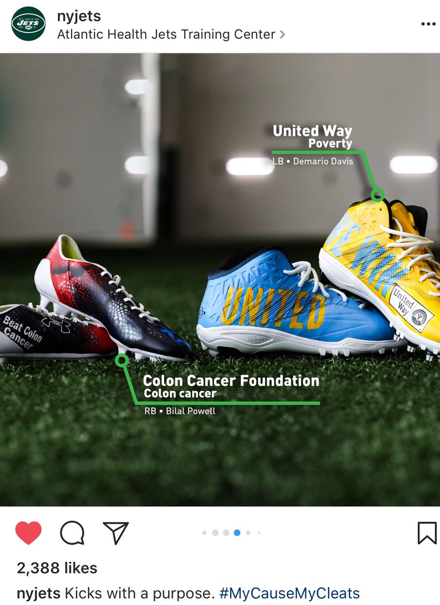 ColonCancerFdn's tweet image. Beyond honored to be a part of today’s #mycausemycleats at #MetLifeStadium! @nyjets @bilalpowell29 #coloncancerawareness #jetswin #jetup