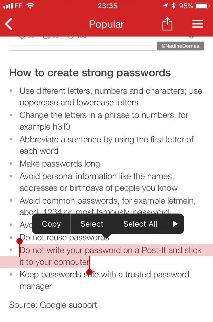 lizzyelsey's tweet image. Outstanding computer password safety advice from @BBCNews ... don’t write it on a post-it note and stick it to your computer. #lifechanging #passwordhack #genius #toptip