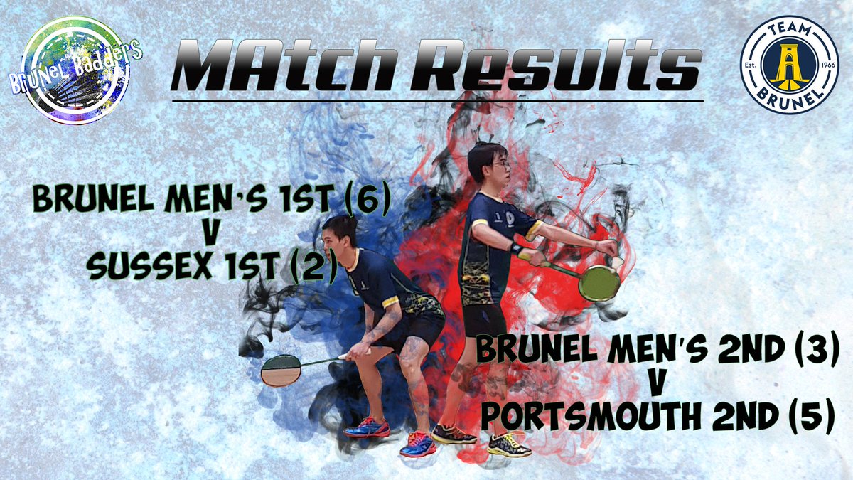 Results from last week!!!
Brunel 1st (6) v Sussex 1st (2)
Brunel 2nd (3) v Portsmouth (5)