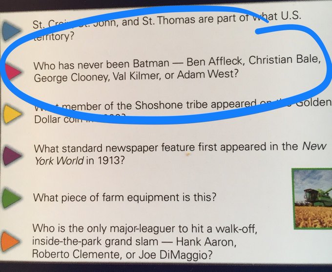 This question from a 2008 version of Trivial Pursuit really ...
