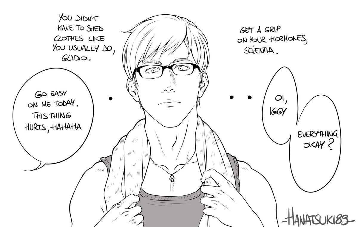 Hanatsuki89's tweet image. Gladnis week day 1--&amp;gt; "Tattoo"
Or, that one training in which Gladio shows up with the beginnings of his brand new whatever-bird-of-prey-this-is tattoo
(of course I took advantage of this prompt to draw more Brotherhood stuff, lol)