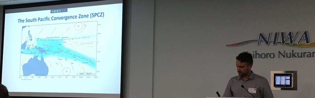 DLorrey's tweet photo. Tom Harvey testing addition of surface pressure data for improving South Pacific Convergence Zone representation in 20th Century Reanalysis #C3SDataRescue @met_acre @niwa_nz #ClimatePresentandPast https://t.co/YjsXeh479w