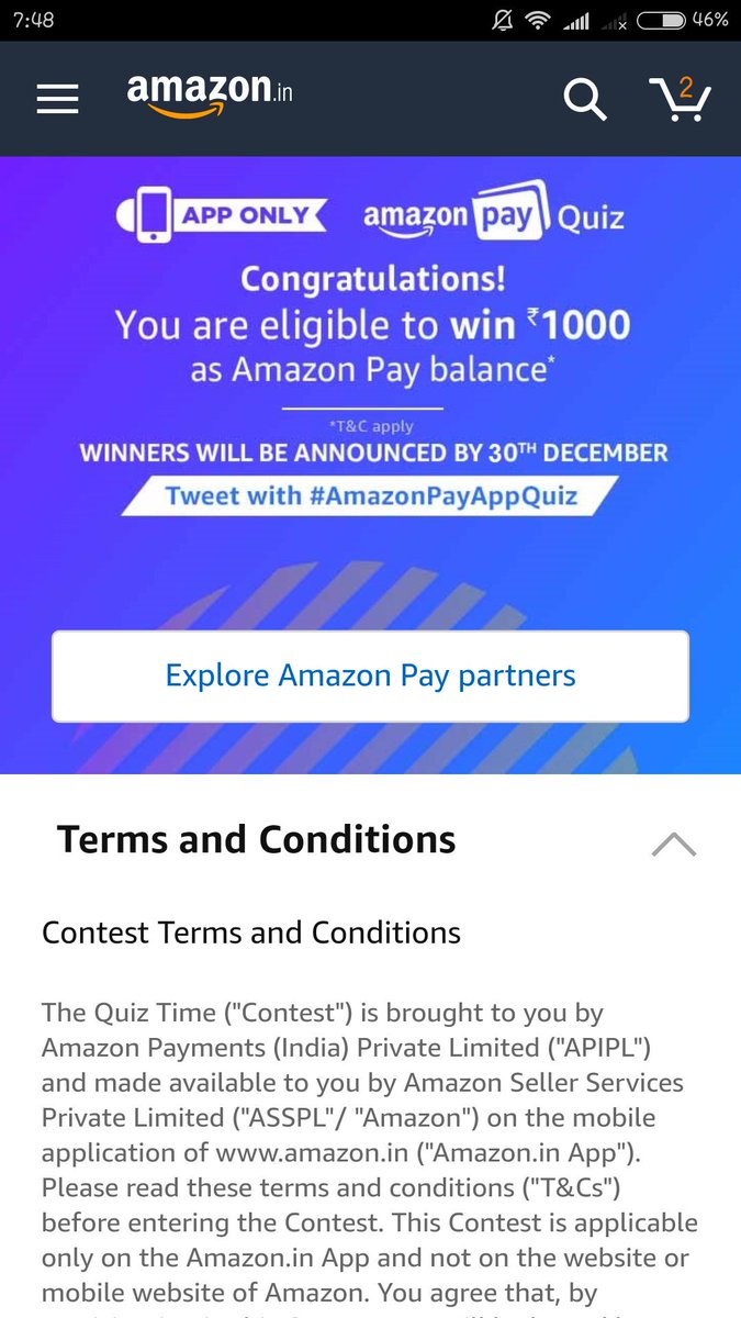 76Gunjan's tweet photo. #AmazonPayAppQuiz                  wish to win✌️ https://t.co/GuriswaJ8O