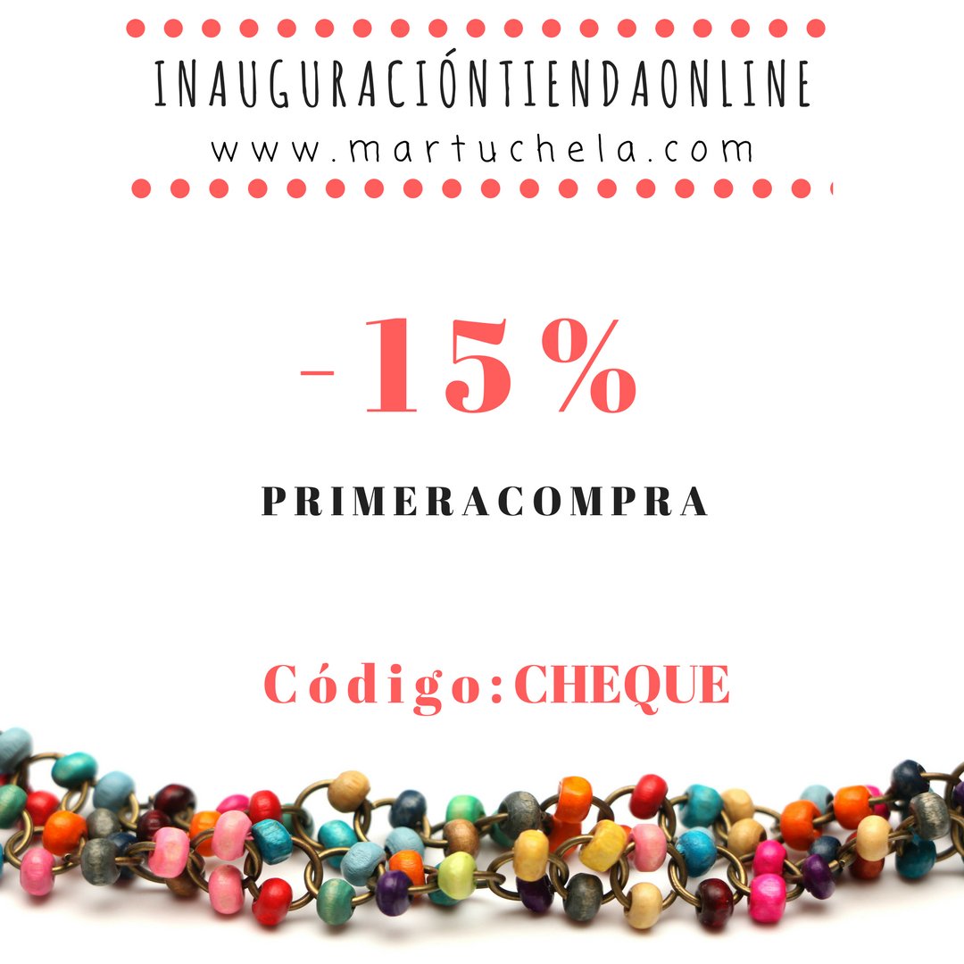 MartuchelaA's tweet photo. ¡YA ESTÁ DISPONIBLE NUESTRA TIENDA ONLINE!
➡ Entra en: https://t.co/RLh45hNtye y descubre nuestro catálogo con un -15% de descuento en tu primera compra.
➡ CÓDIGO: CHEQUE
#MartuchelaAbalorios #TiendaOnline #Moda #ComplementosOnline #pulseras #pendientes #collares #anillos https://t.co/diZVoOzA8i