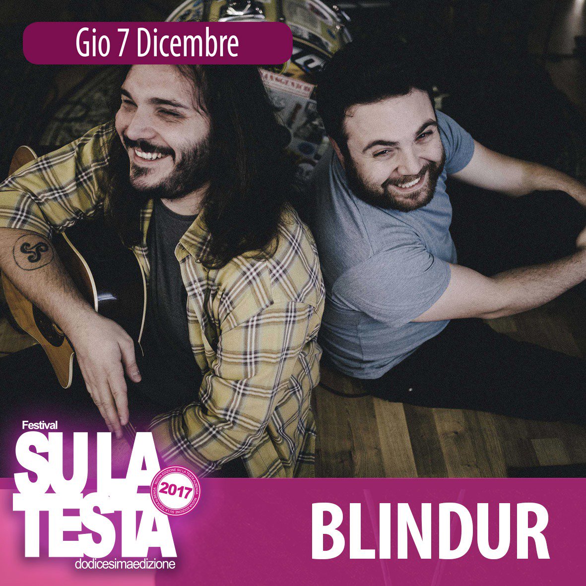 SuLaTestaFest's tweet photo. Giovedì a #slt2017 i mitici @BlindurOfficial https://t.co/JV5gQejrmU