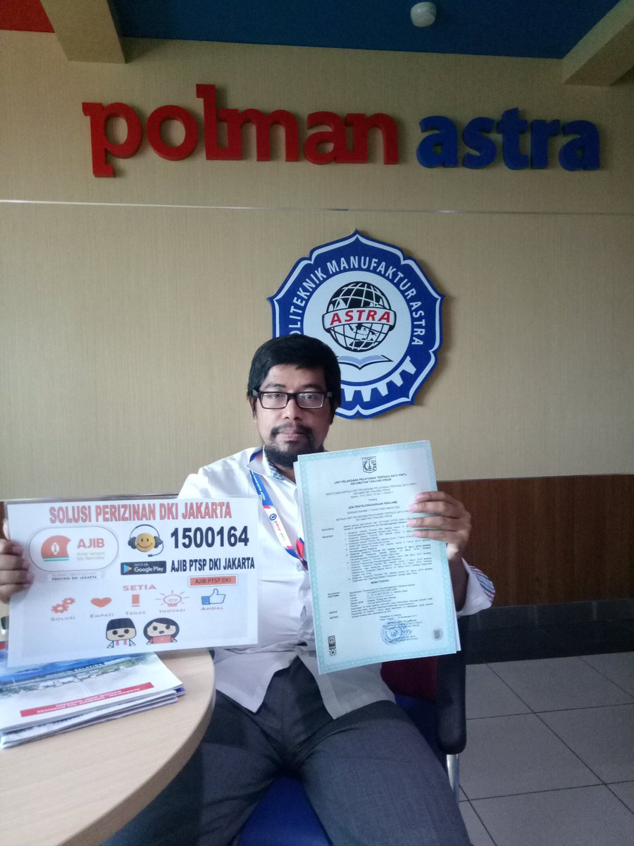 AgeHarry's tweet photo. Mudahnya urus perizinan pakai Layanan AJIB ☎1500164👍 IPR Kelas C Yayasan Astra Bina Ilmu @AJIBPTSPDKI @layananjakarta @don_magnifico @ricki_mulia @edyJDM #MelayaniJakarta #TanyaAJIB #AJIBPTSP https://t.co/HapdkgSNZb