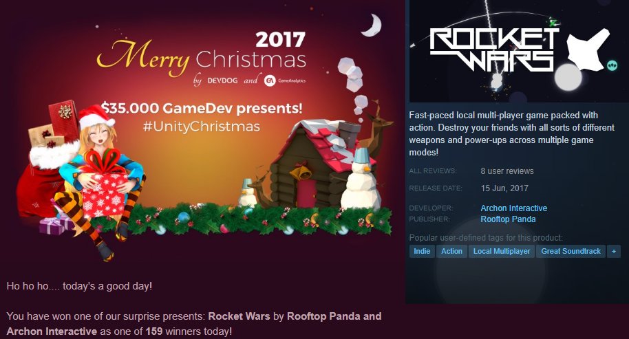 sevr7gina's tweet photo. A strange thing to take part in the #UnityChristmas event by @DevdogUnity and @GameAnalytics and win not unity asset but game by @RooftopPanda and @arcinteractive 😀 https://t.co/Q0P88936Fw