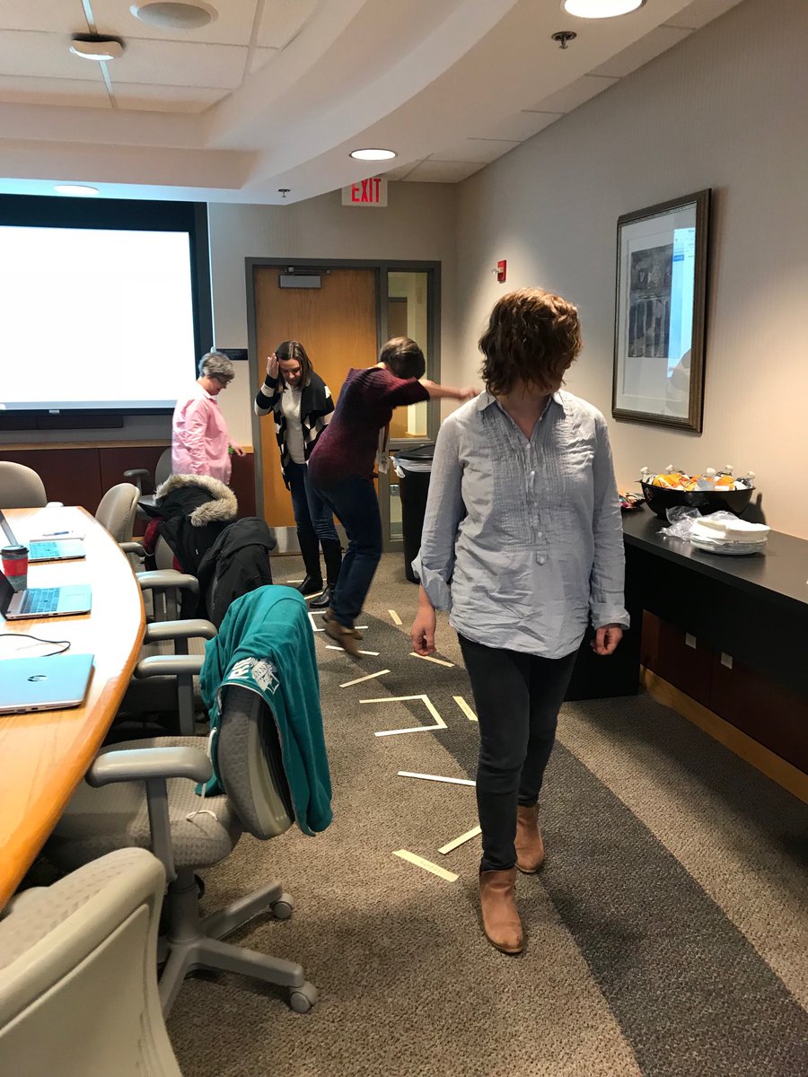 kltaffe's tweet photo. Lit specialists having fun with stick scotch. #287edchat https://t.co/3KwYlWOoST
