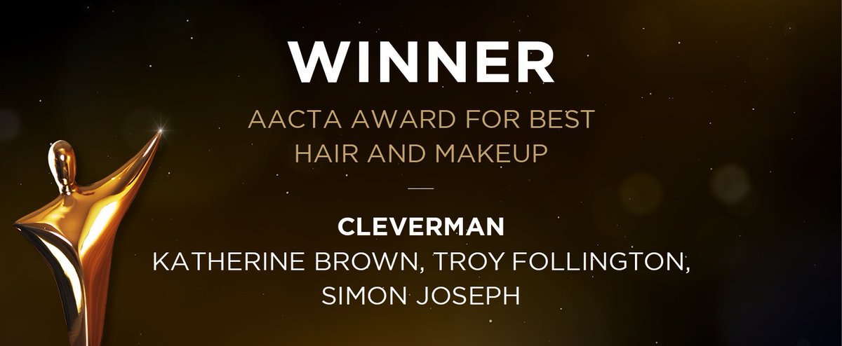 The AACTA Award for Best Hair &amp; Makeup goes to Katherine Brown, Troy Follington &amp; Simon Joseph for <a href="/ClevermanTV/">Cleverman</a> for the second year in a row! #AACTAs