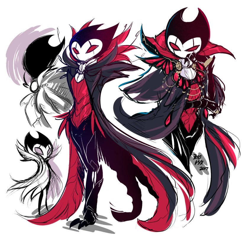 Biovyx's tweet photo. Haven't played HK, but Grimm's design has such an elegant design, so I spiced up his outfit for funsies.
#hollowknight https://t.co/fd2APfcTEQ