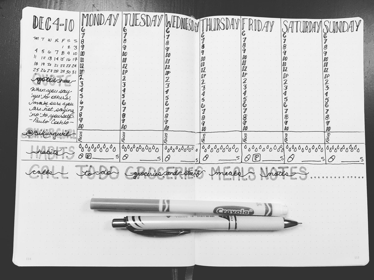 bikurgurl's tweet photo. Inspired by @passionplanner ❤️
#december #monthlylayout #bujo #bulletjournal #leuchtturm1917 #crayola #pentel #minimalist #minimalistbujo #bujoweeklyspread #bujoweekly #bujoideas #bujotracker #bujomonthly #bulletjournaling #bulletjournalspread #quote #paulocoelho #lettering https://t.co/77X4Zho92q