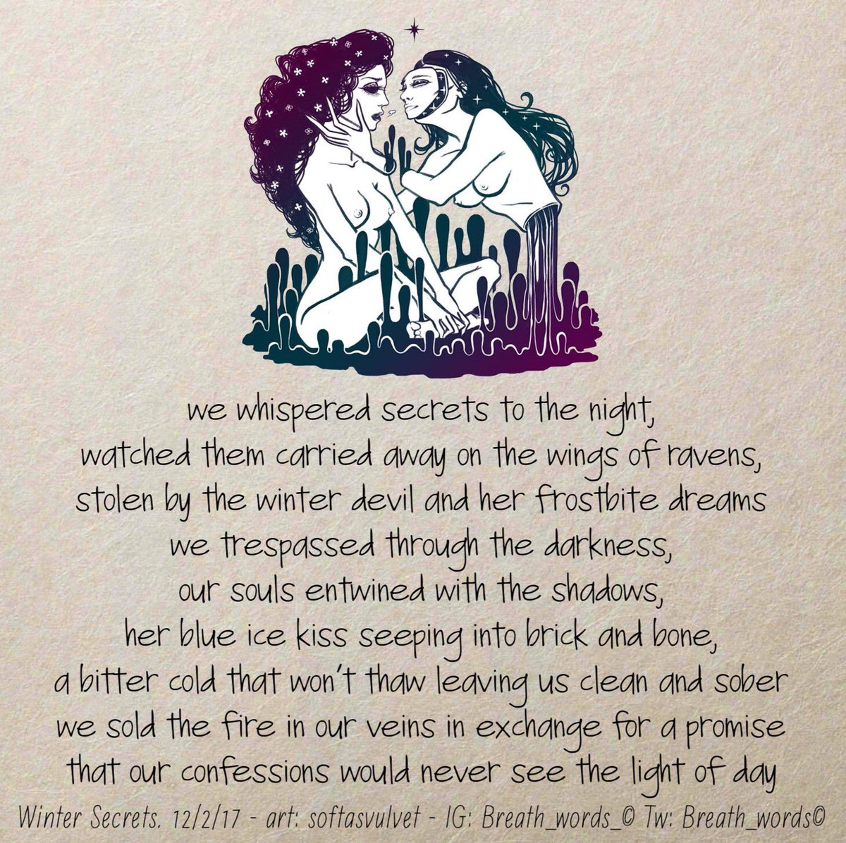 breathwords's tweet photo. Winter Secrets.
📸rheanna
#drugverse #satlines #jiltedverse
#decemberfalls #5nightsofkrampus #cmdec #ppdec #pjdec #driedinkdec #wwdec https://t.co/GzUZPIzcxM